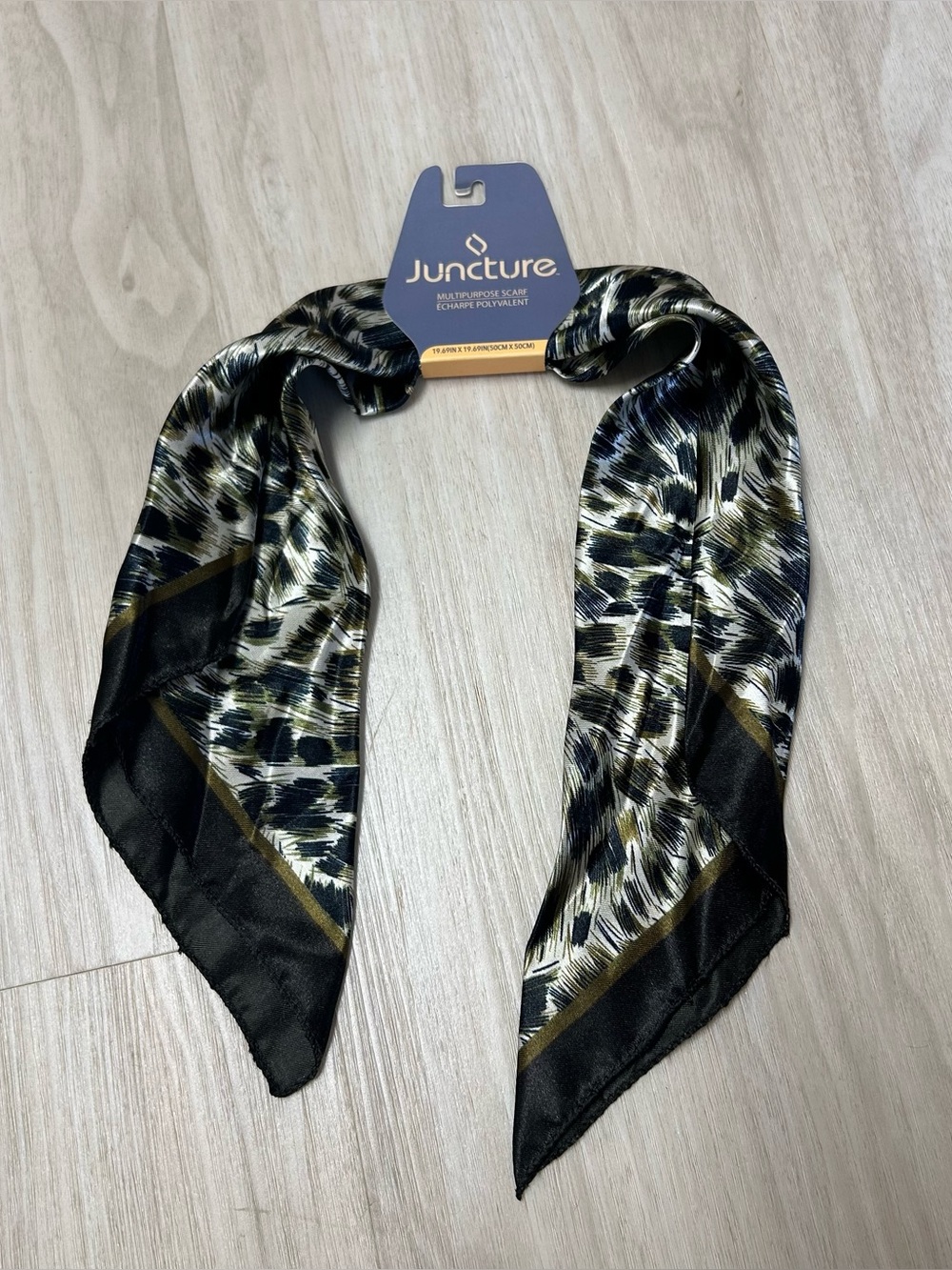 Juncture Green Black Leopard Animal Print Scarf NEW